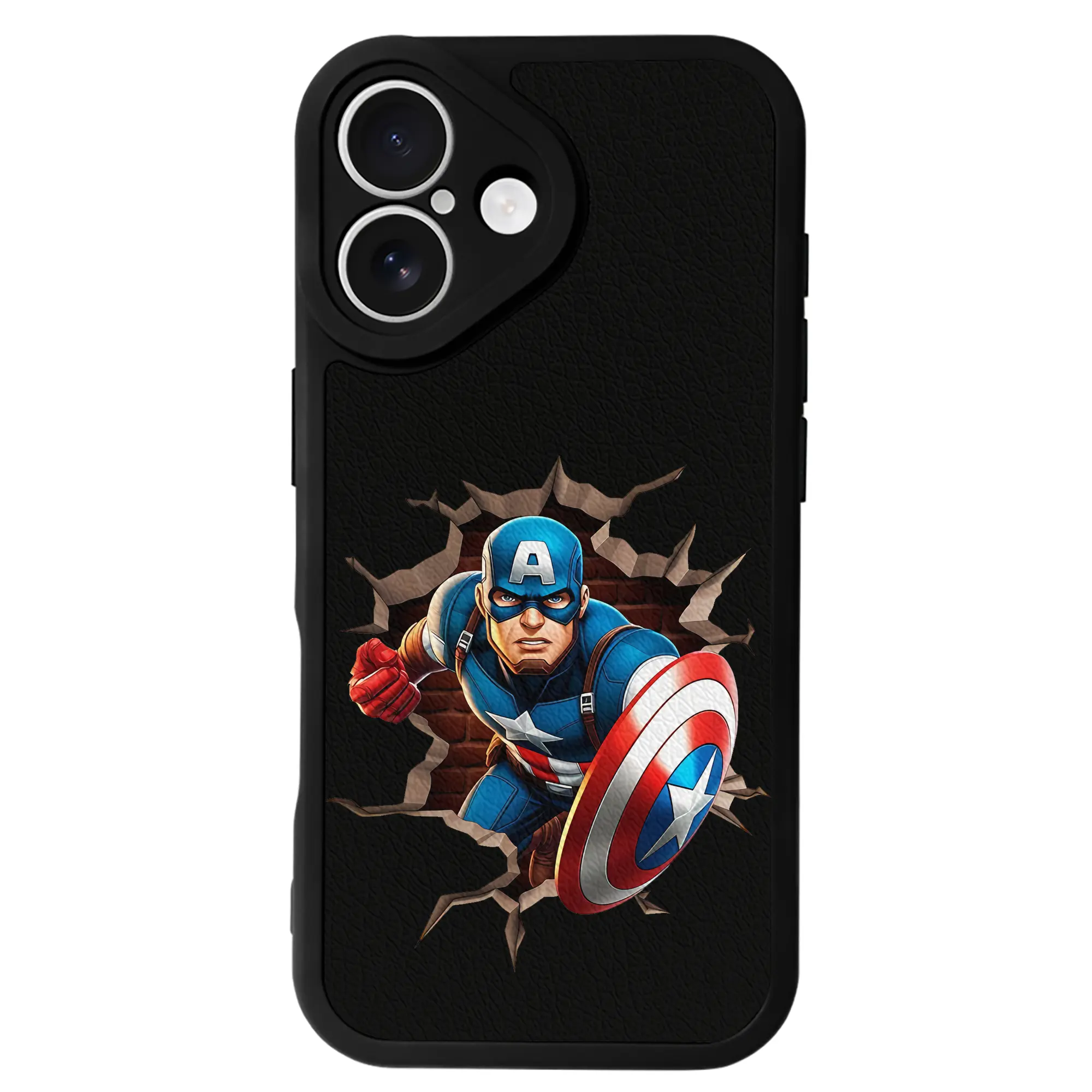 アベンジャーズ (Avenjāzu) グッズ キャプテン・アメリカ（Captain America） - IPhone 16シリーズ対応 ・ シリコンスマホケース ・ レザー調 ・ 高精度フィット ・ 耐衝撃 ・ ワイヤレス充電対応 ・ 精密カット